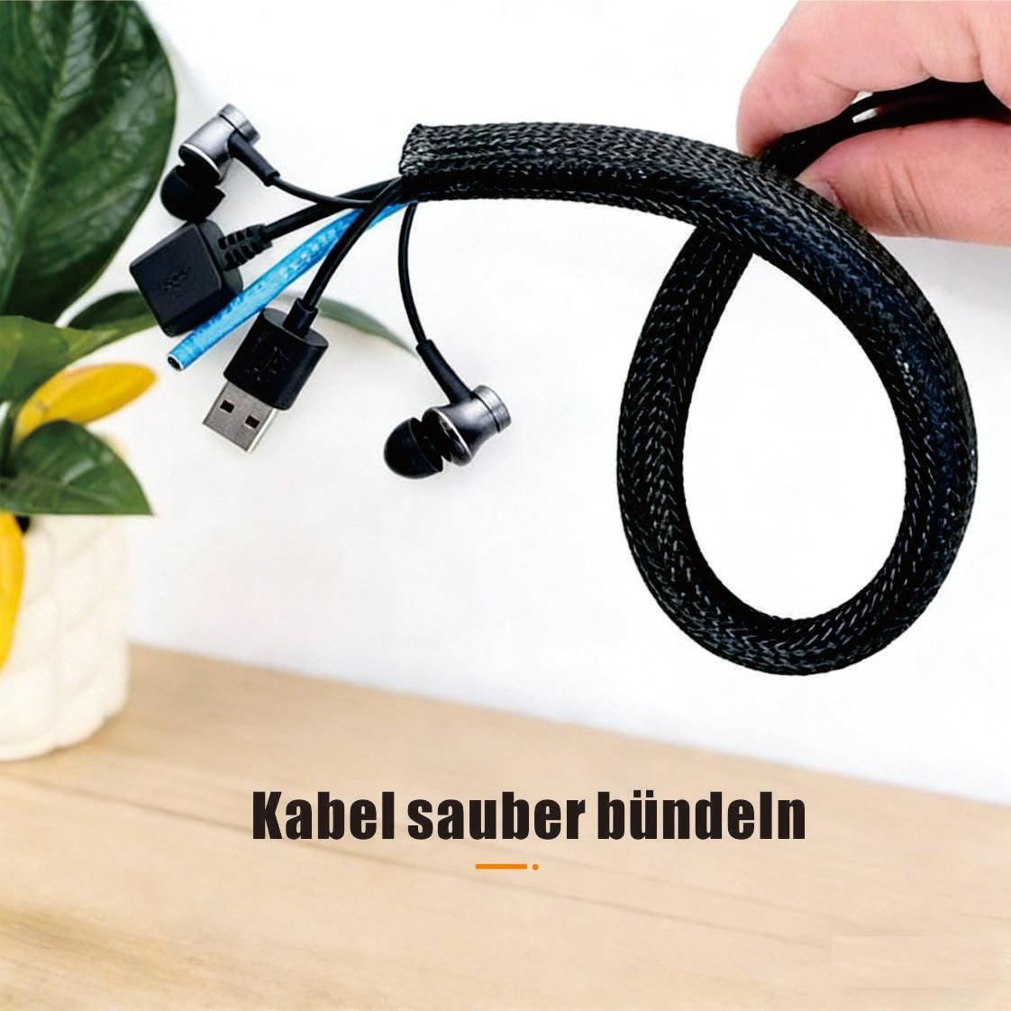 10mm-700m Erweiterbar Plastikhülle zur Organisation von Kabeln zu Hause und im Büro - Schwarz