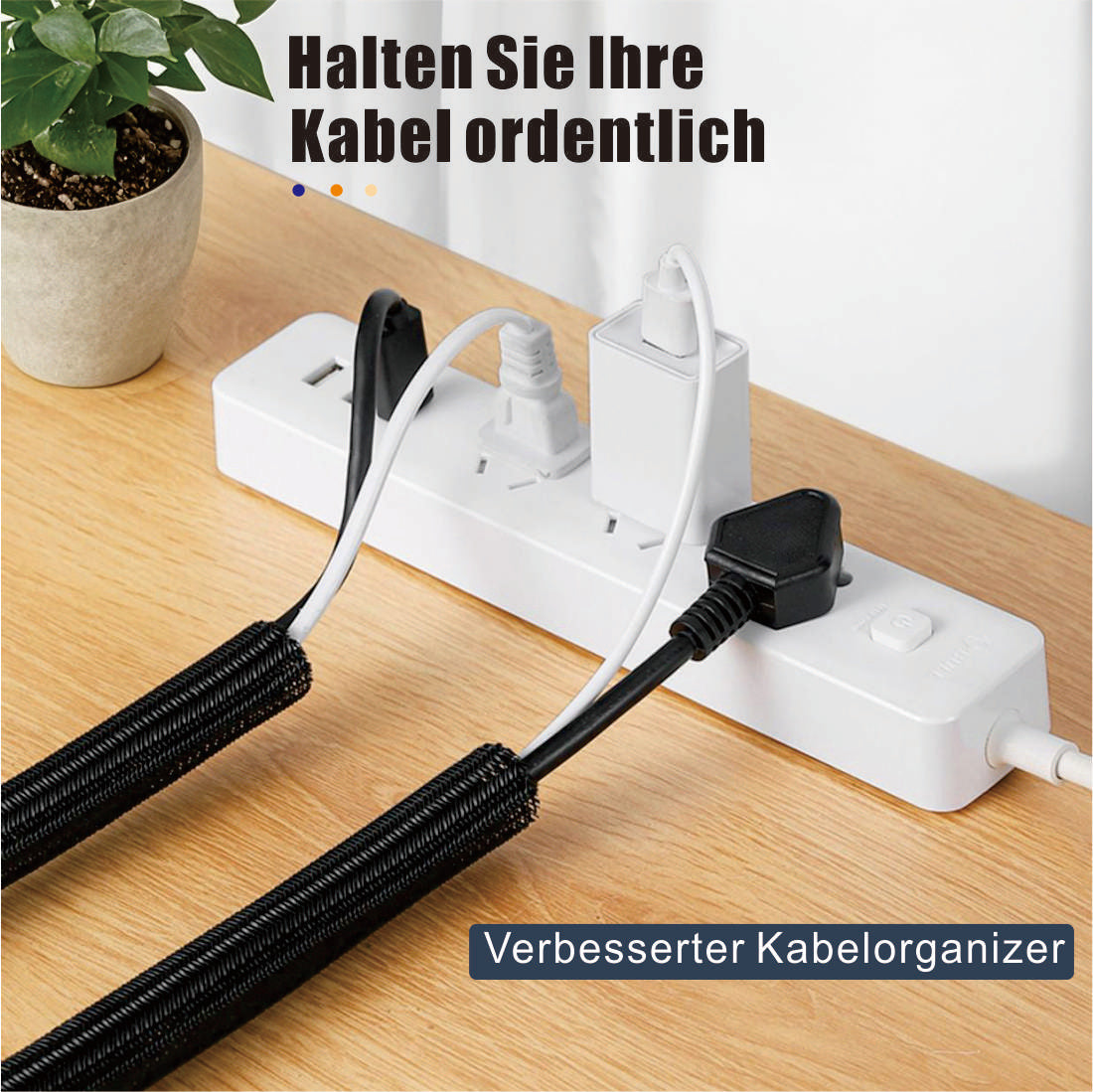 10mm-300m Plastikhülle zur Organisation von Kabeln zu Hause und im Büro - Schwarz