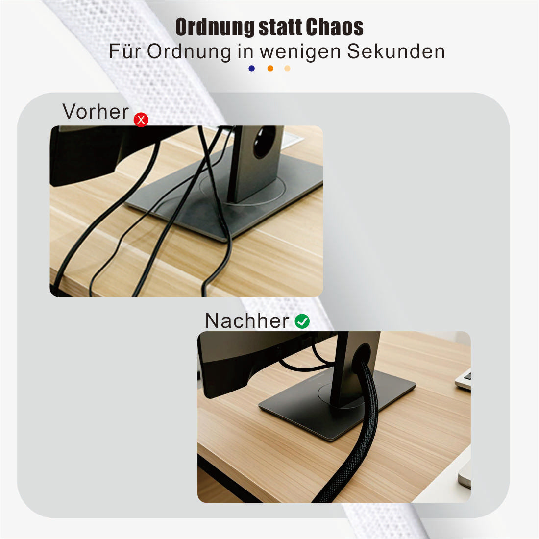 10mm-400m Plastikhülle zur Organisation von Kabeln zu Hause und im Büro - Schwarz