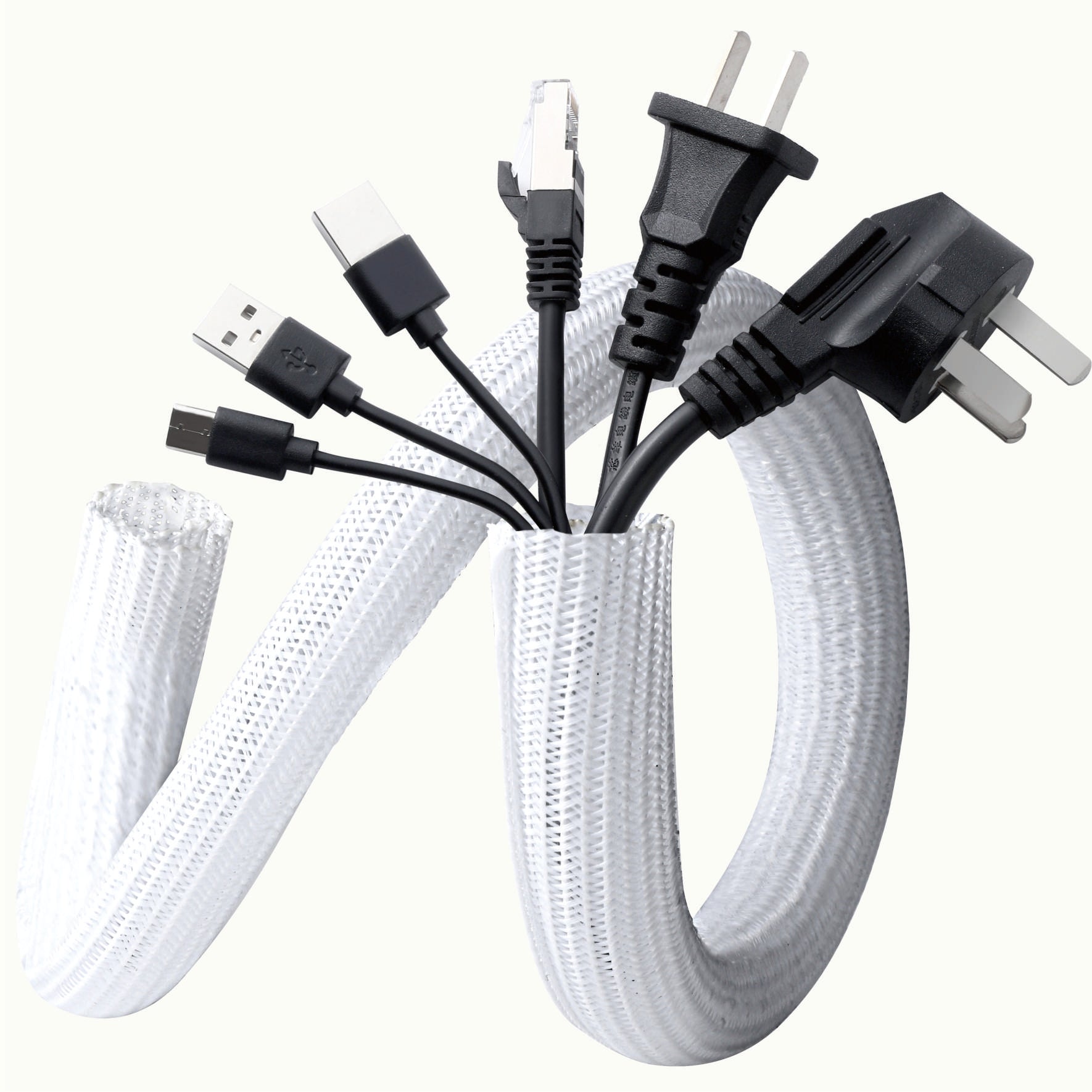 19mm-150m Plastikhülle zur Organisation von Kabeln zu Hause und im Büro - Weiß