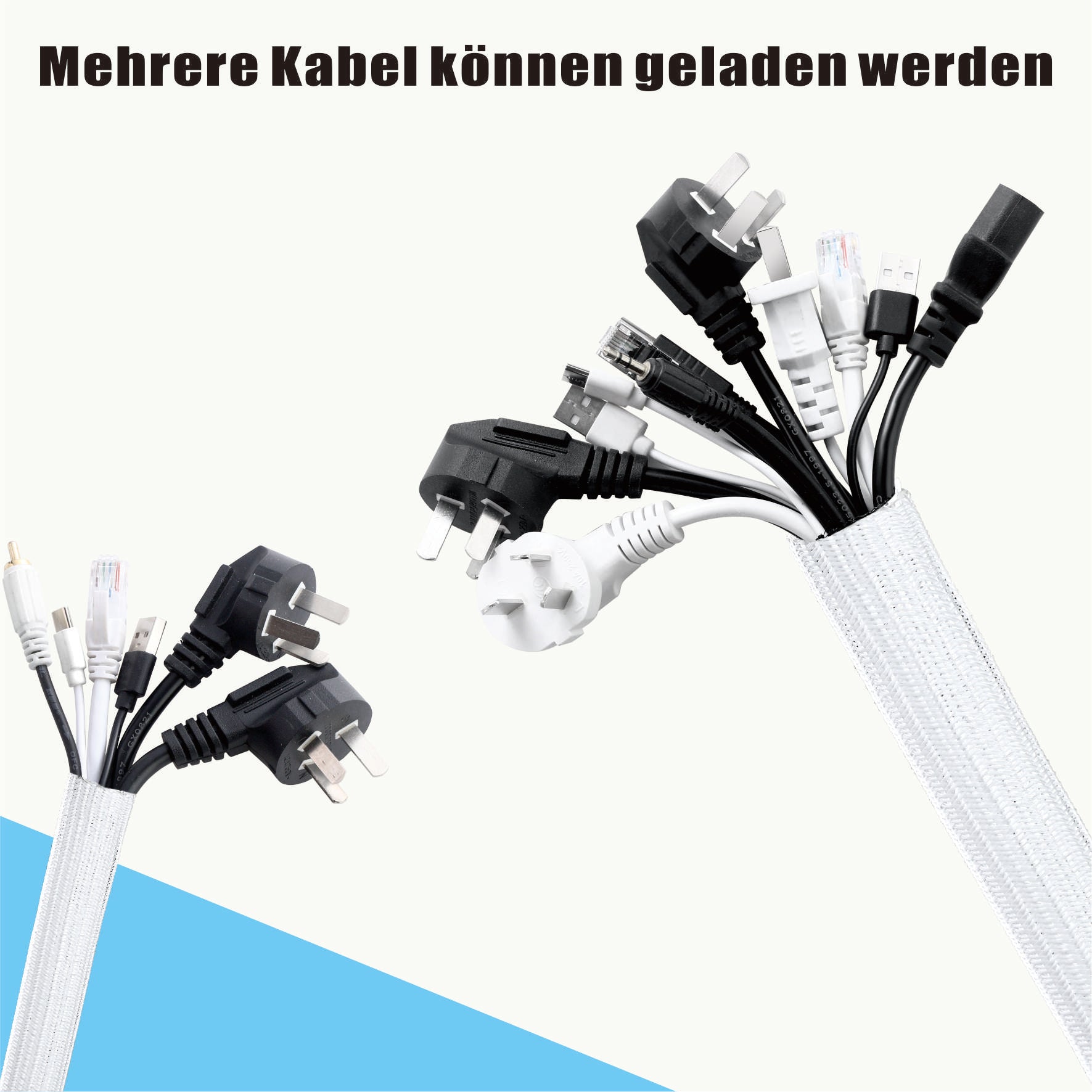 10mm-300m Plastikhülle zur Organisation von Kabeln zu Hause und im Büro - Weiß